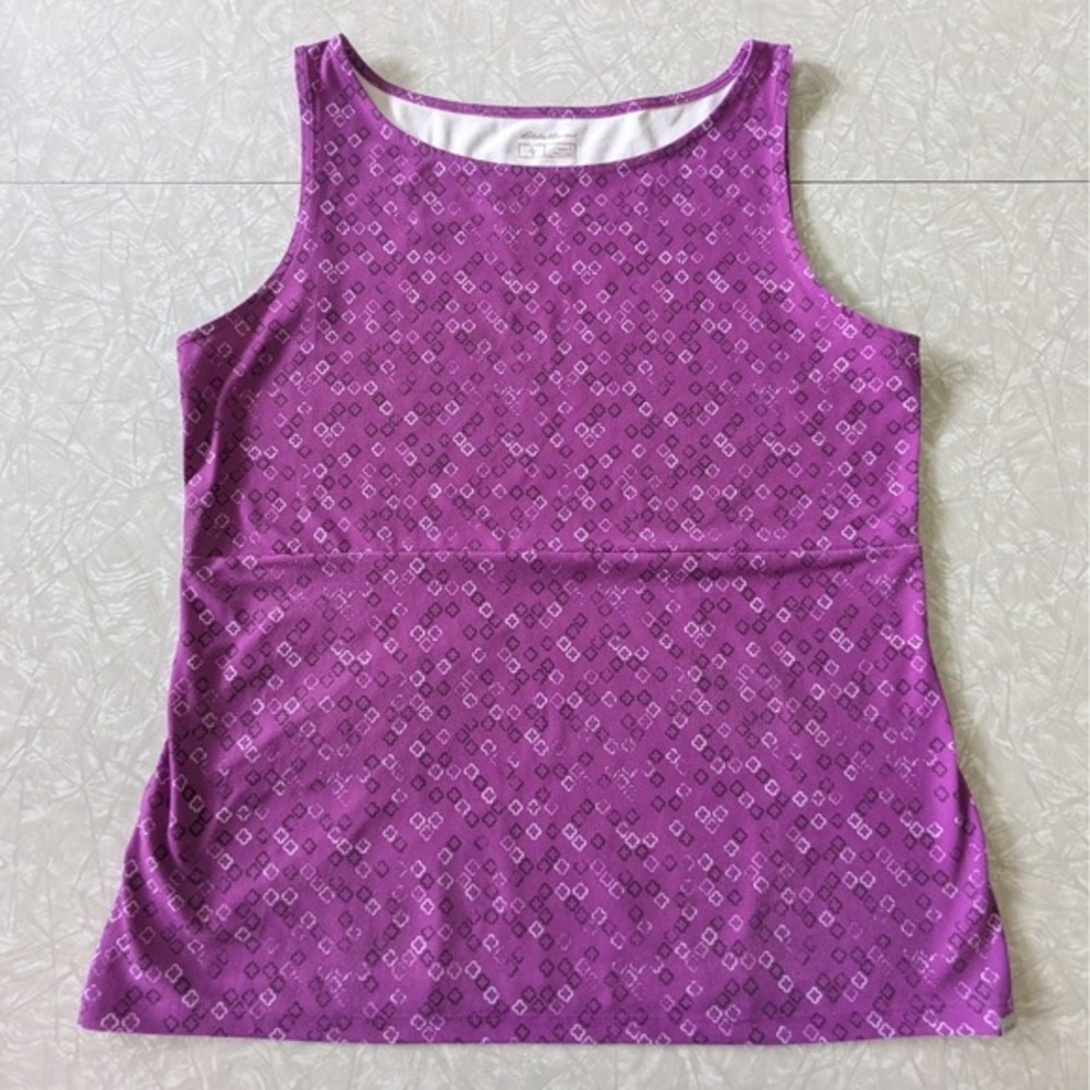Eddie Bauer L Purple Geometric Print Active‎ Sleeveless Tank Top